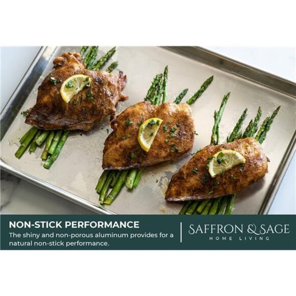 Cookie Sheet Pan - 2 Pack Aluminum Half Sheet Baking Pang - 13x18 Baking Sheet - Picture 5 of 6